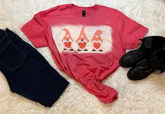 Valentines Gnome Bleached T-Shirt